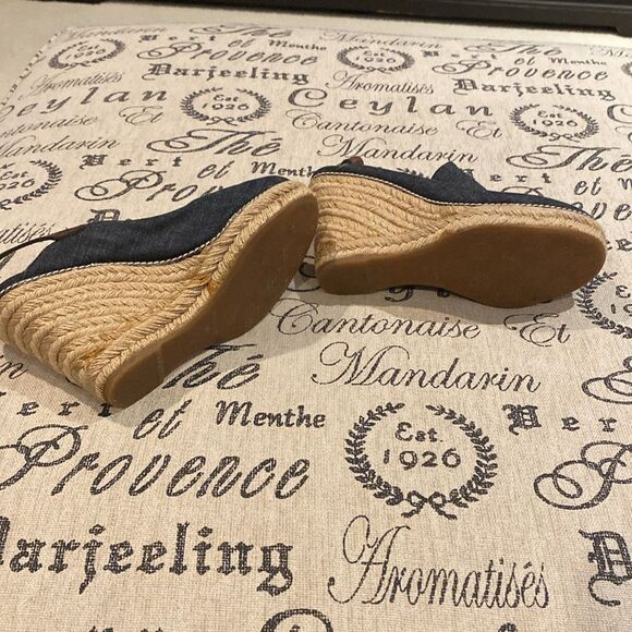 TORY BURCH Denim Wedge Sandals Size 9 - Picture 6 of 8